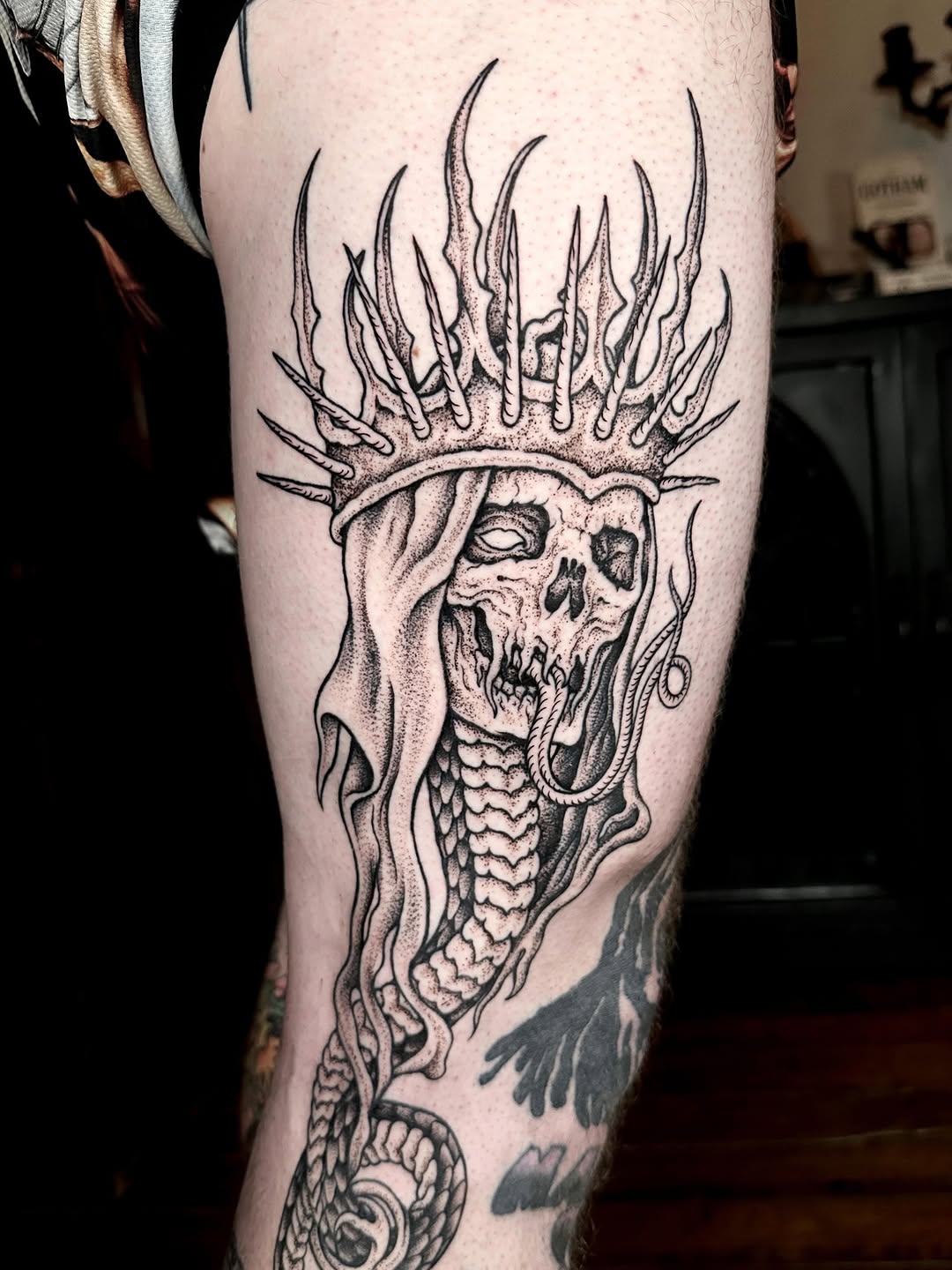 Tattoo by @sashawoland β black_and_grey, dotwork
