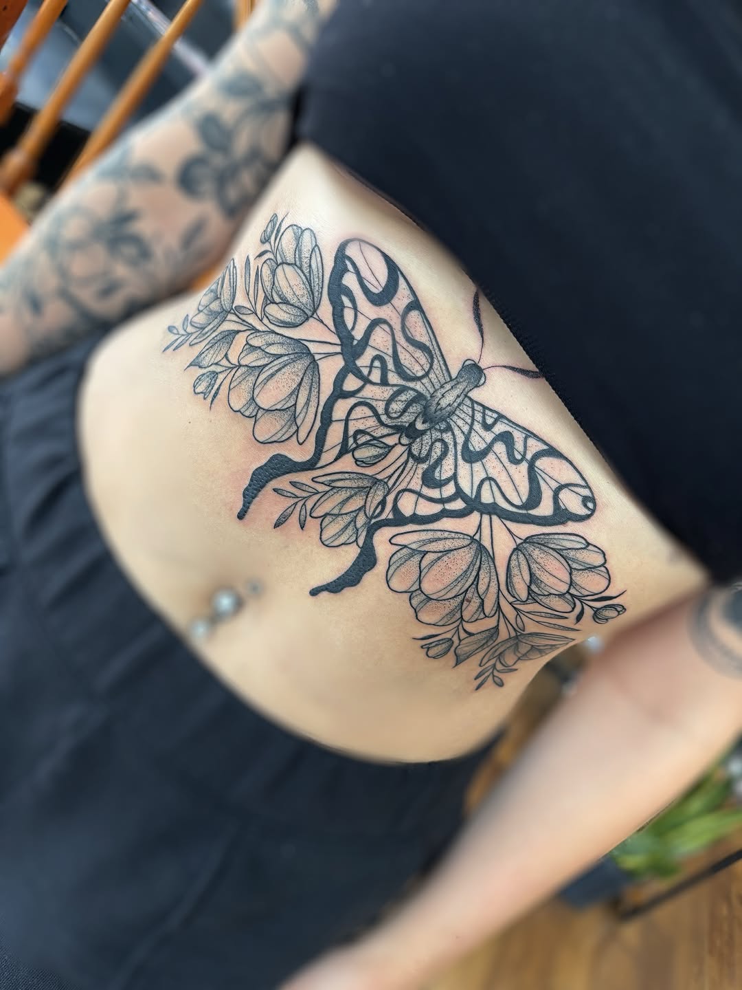 Tattoo by @sadie.tattoos — illustrative, black_and_grey