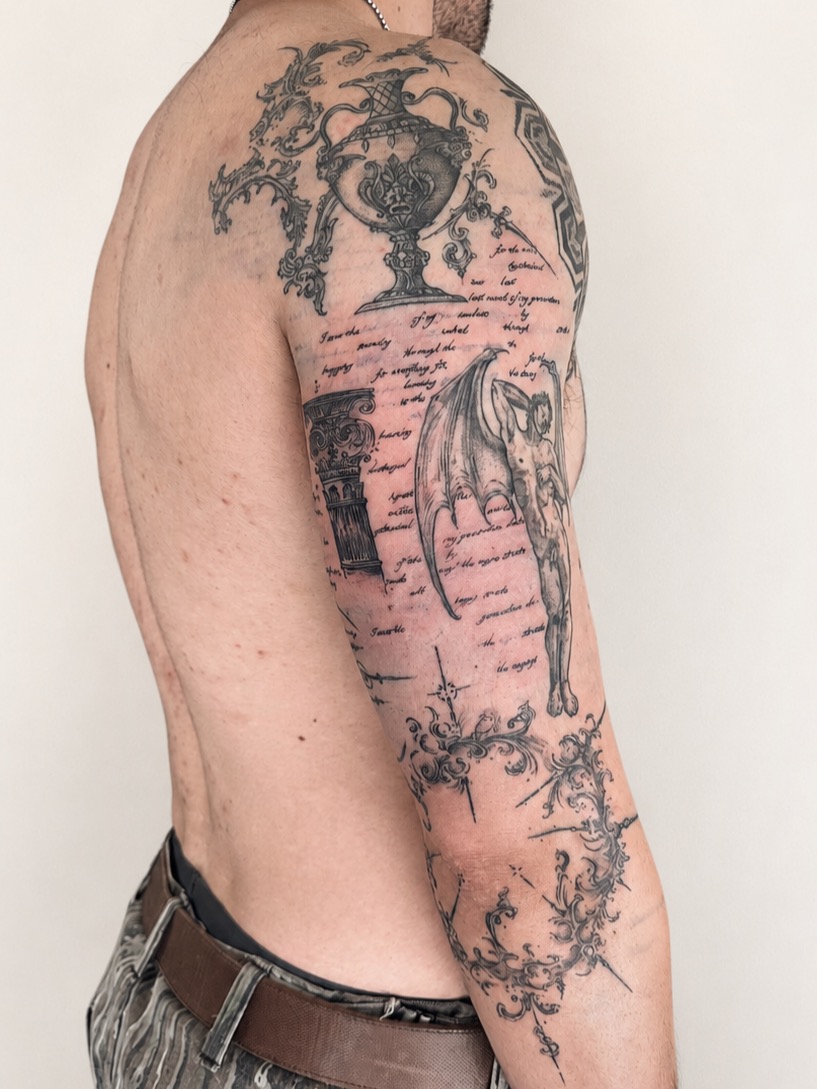 Tattoo by @quinstattoos — black_and_grey
