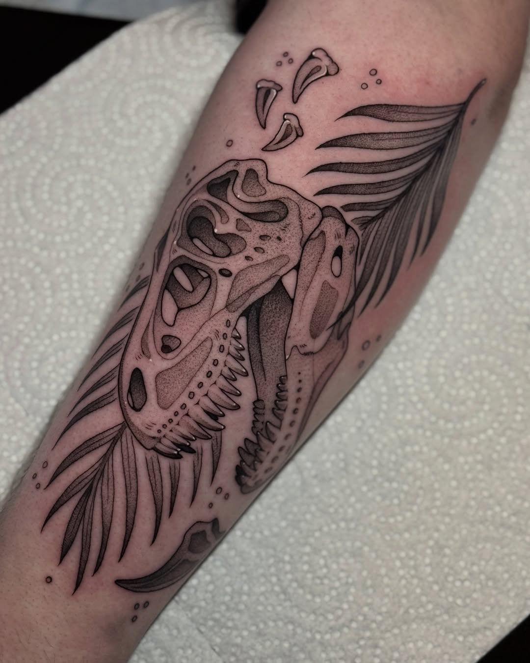 Tattoo by @deerbatstats — black_and_grey, dotwork