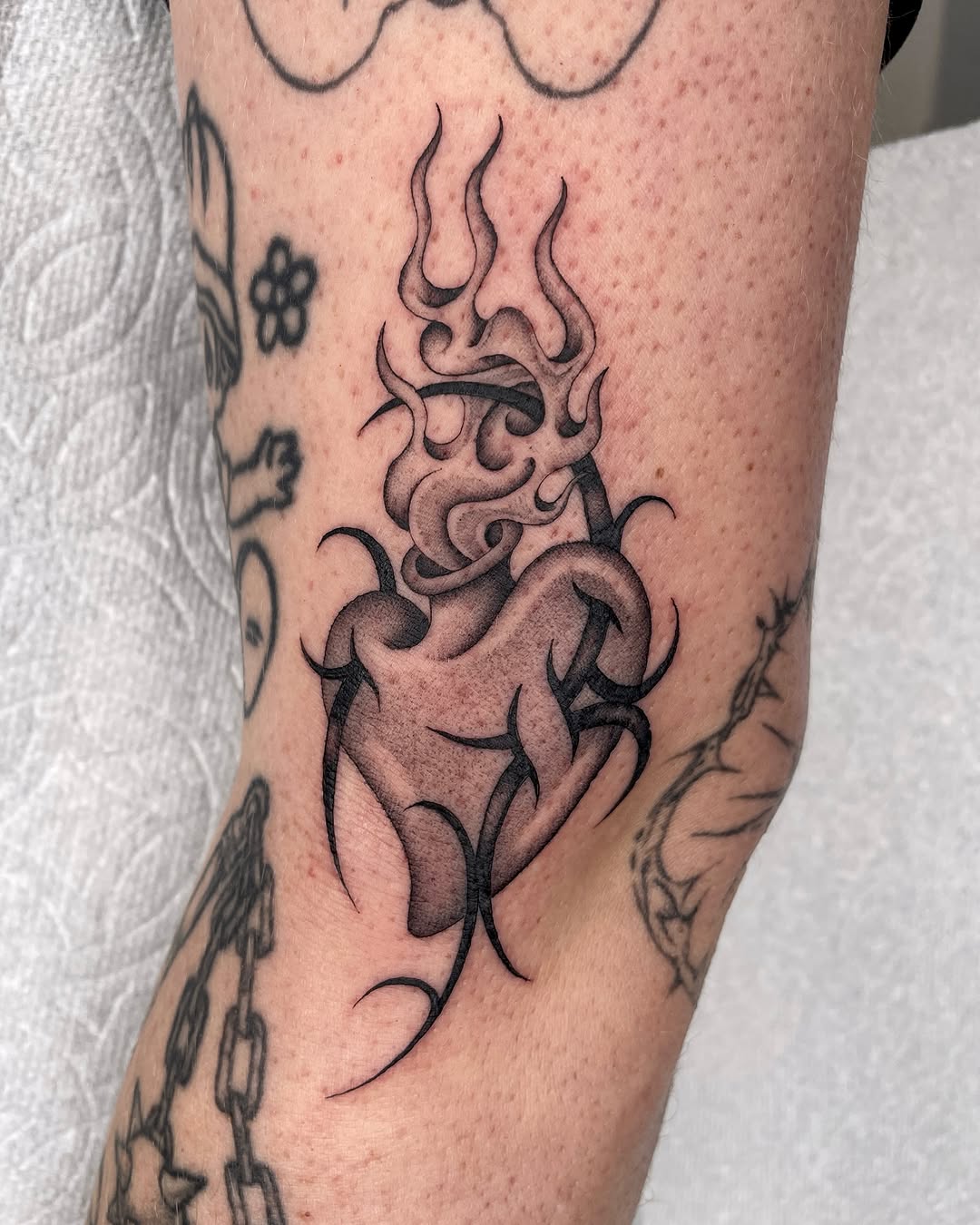 Tattoo by @tattedbypoison — blackwork, illustrative