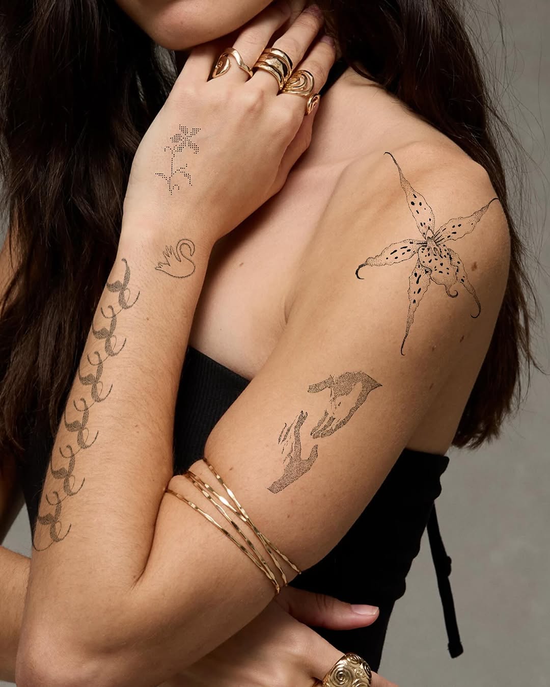 Tattoo by @peachykeentat — dotwork, illustrative