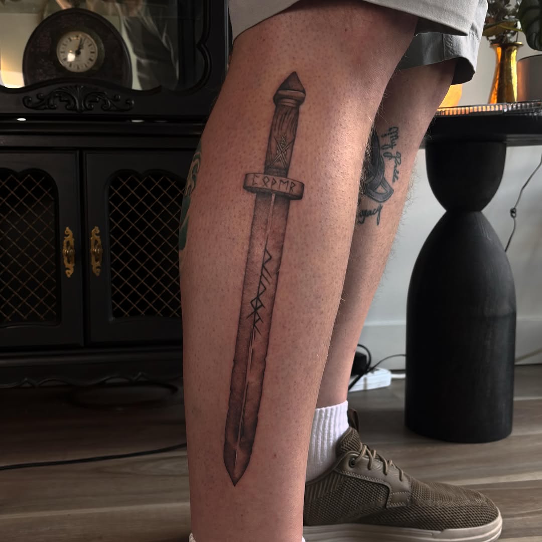 Tattoo by @persephoneink_ — black_and_grey, lettering_script