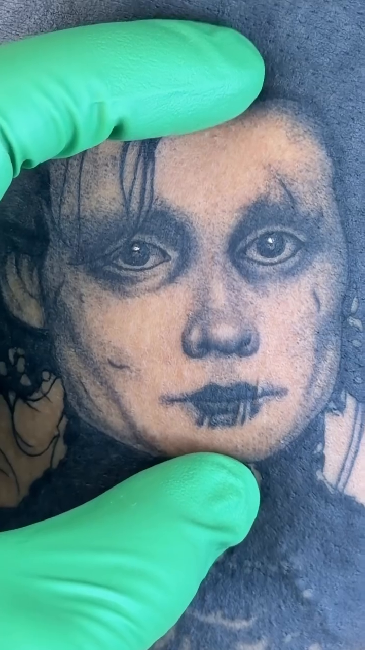 Tattoo by @uglyrae.tattoo — realism, black_and_grey