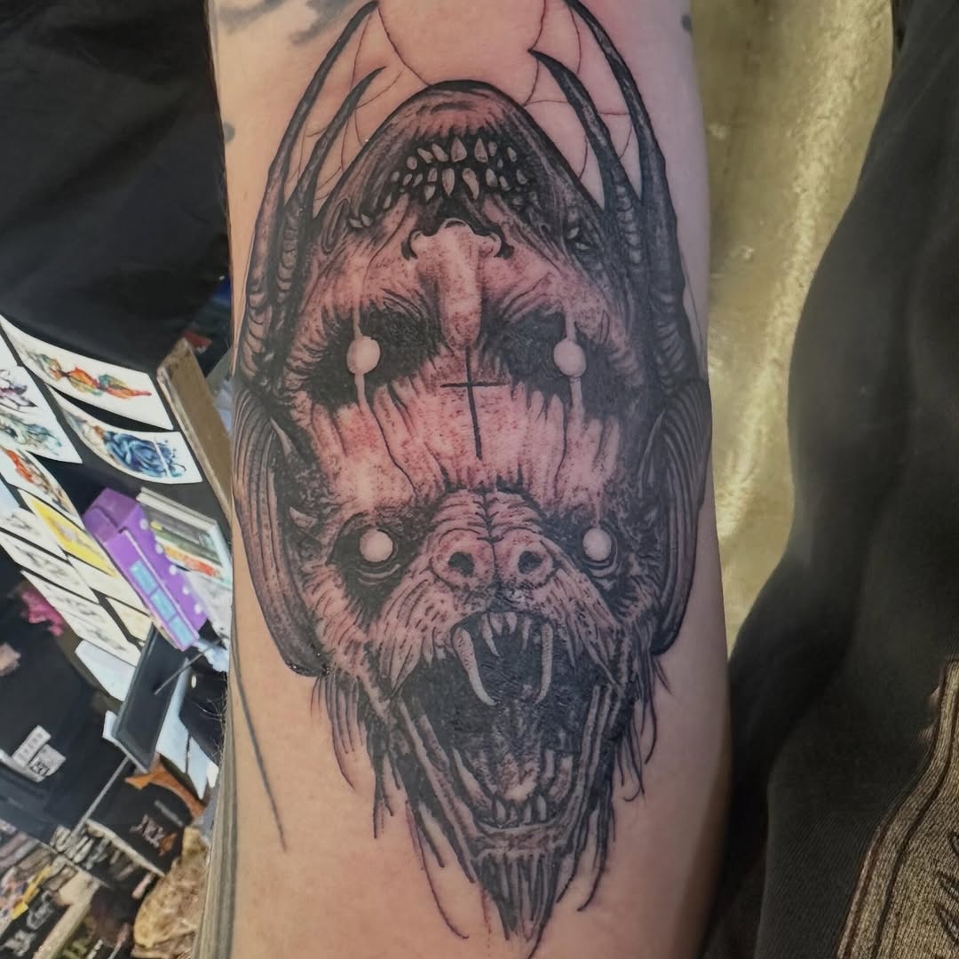 Tattoo by @lenca_art โ dark_realism, black_and_grey