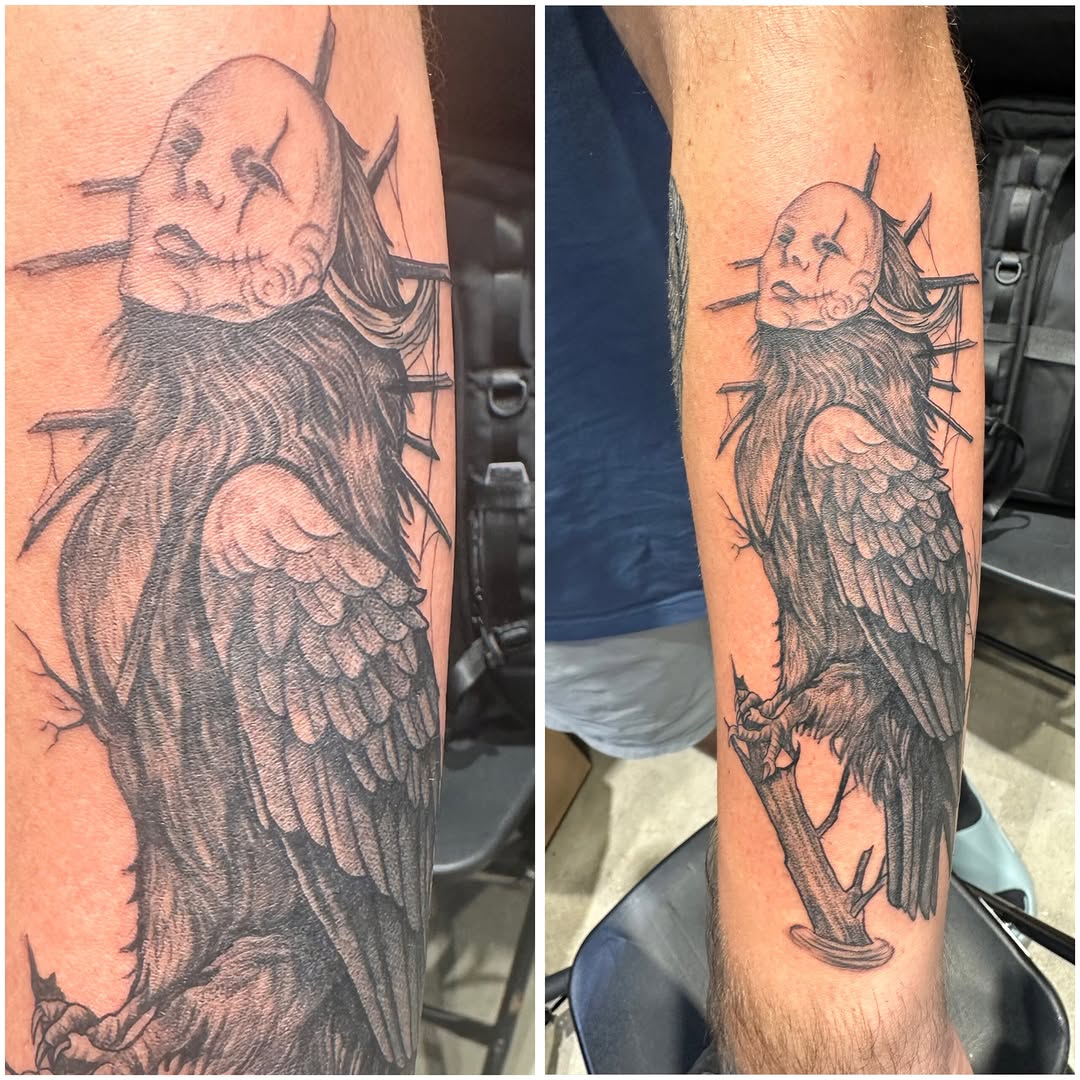 Tattoo by @lenca_art โ black_and_grey, dark_realism