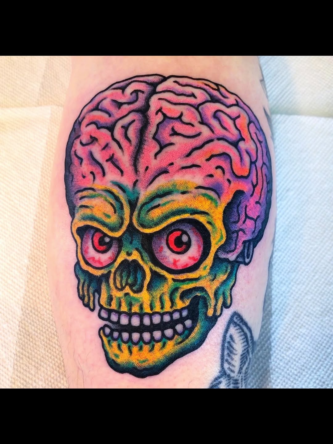 Tattoo by @randyconnertattoo — new_school, trash_polka
