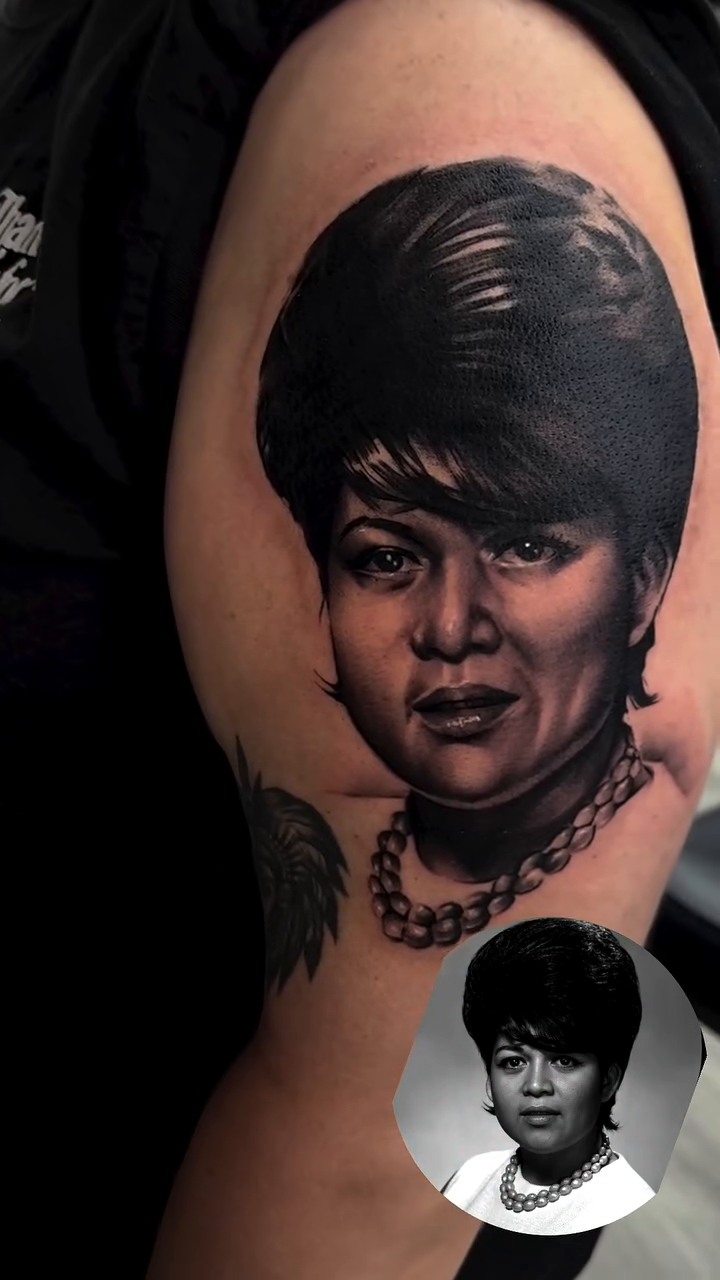 Tattoo by @alinas_tattoos — realism, black_and_grey