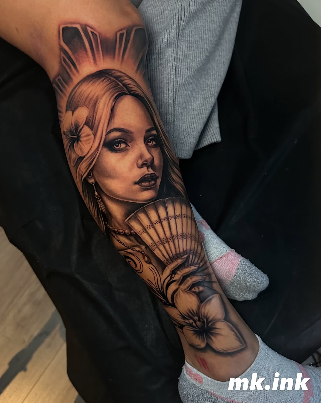 Tattoo by @mkv.ink — realism, black_and_grey