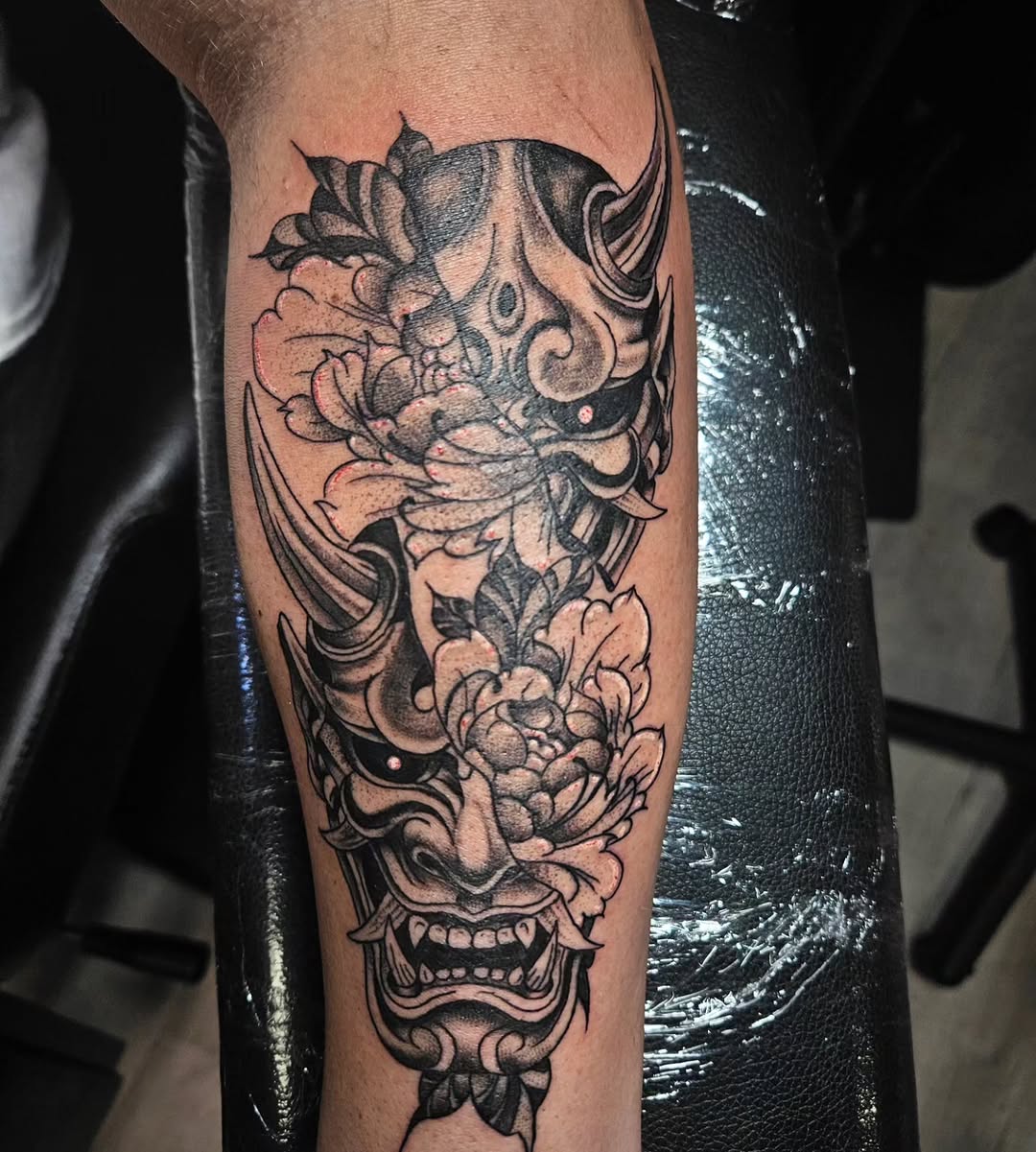 Tattoo by @babyghoul_inked β japanese_irezumi, black_and_grey