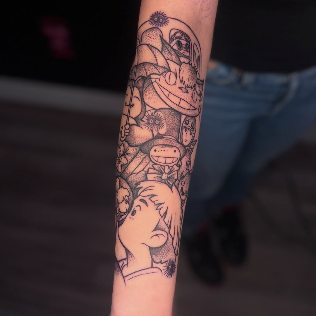 Tattoo by @divi.nediamonds — anime, dotwork