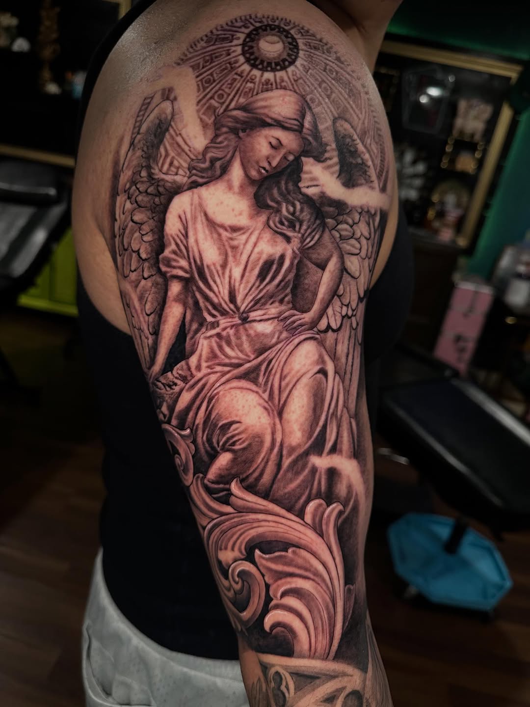 Tattoo by @marioflorestattoo — realism, black_and_grey