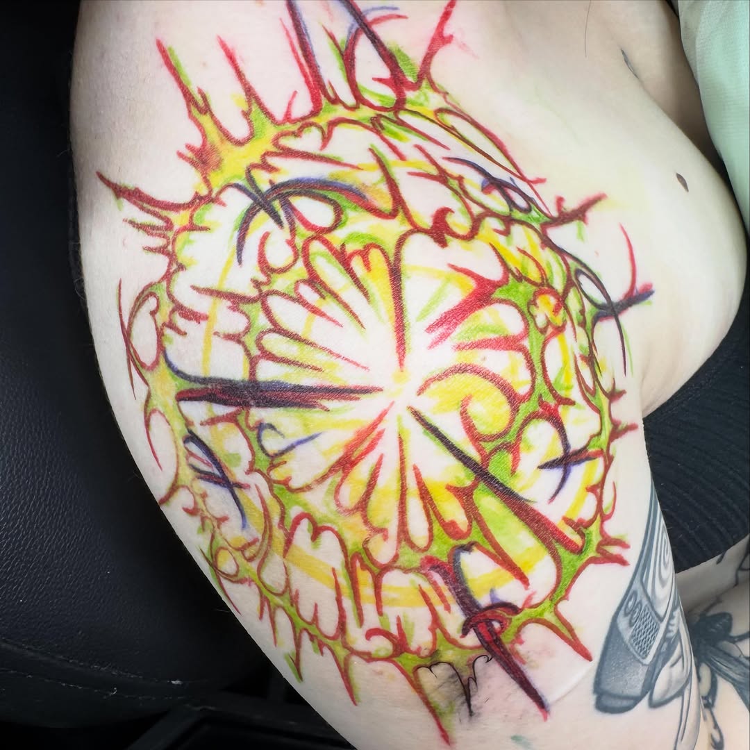 Tattoo by @justina.tattoos — illustrative, trash_polka