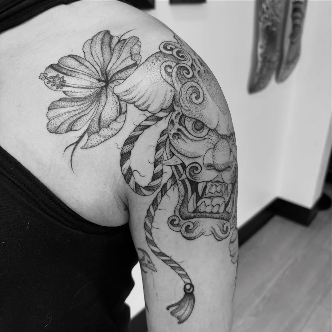 Tattoo by @blightttattoo — japanese_irezumi, dotwork