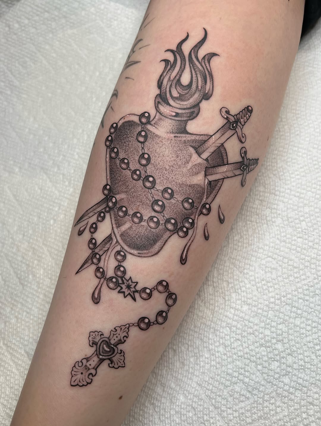 Tattoo by @toothfairytats — black_and_grey, dotwork