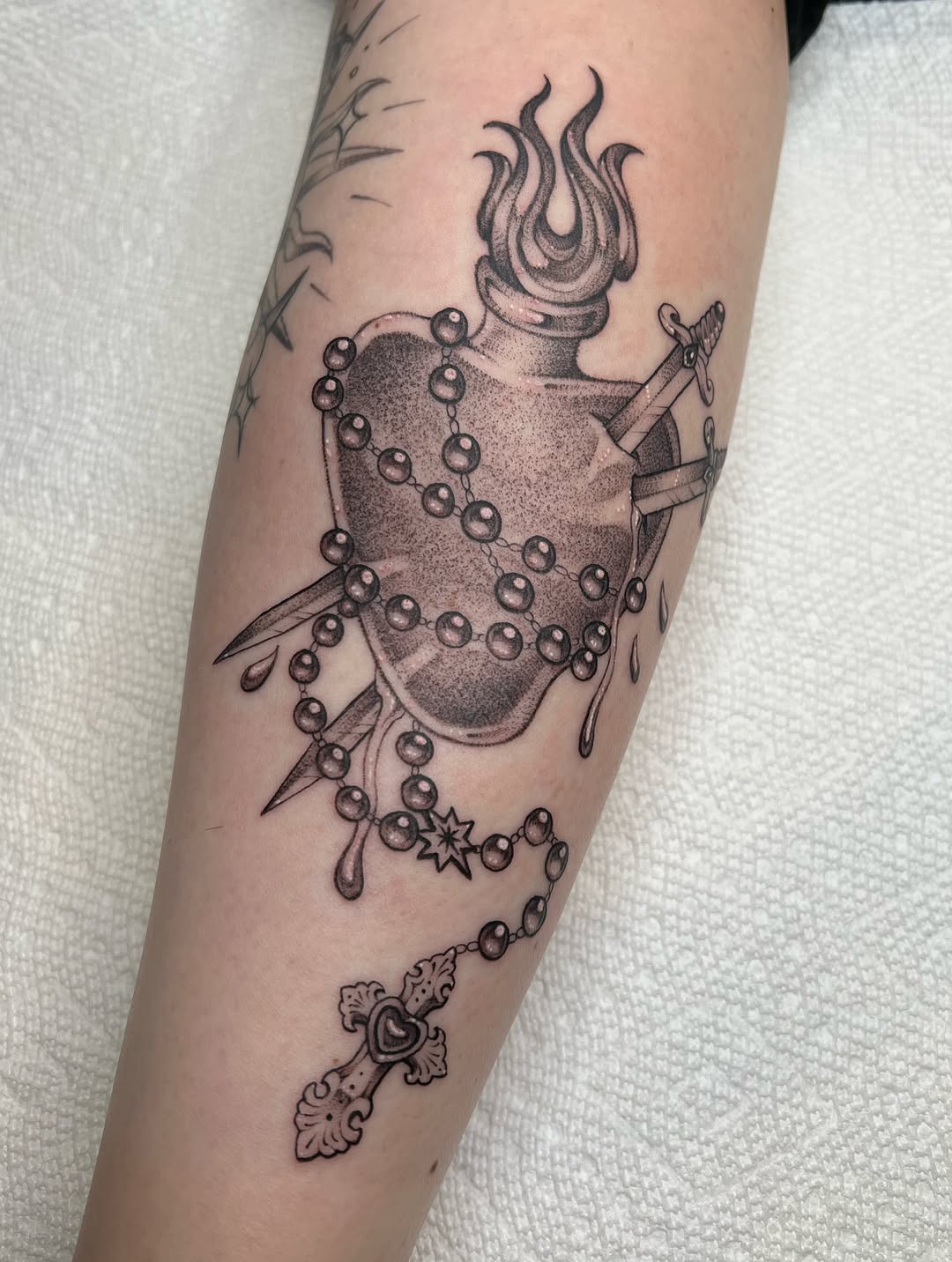 Tattoo by @toothfairytats — black_and_grey, dotwork