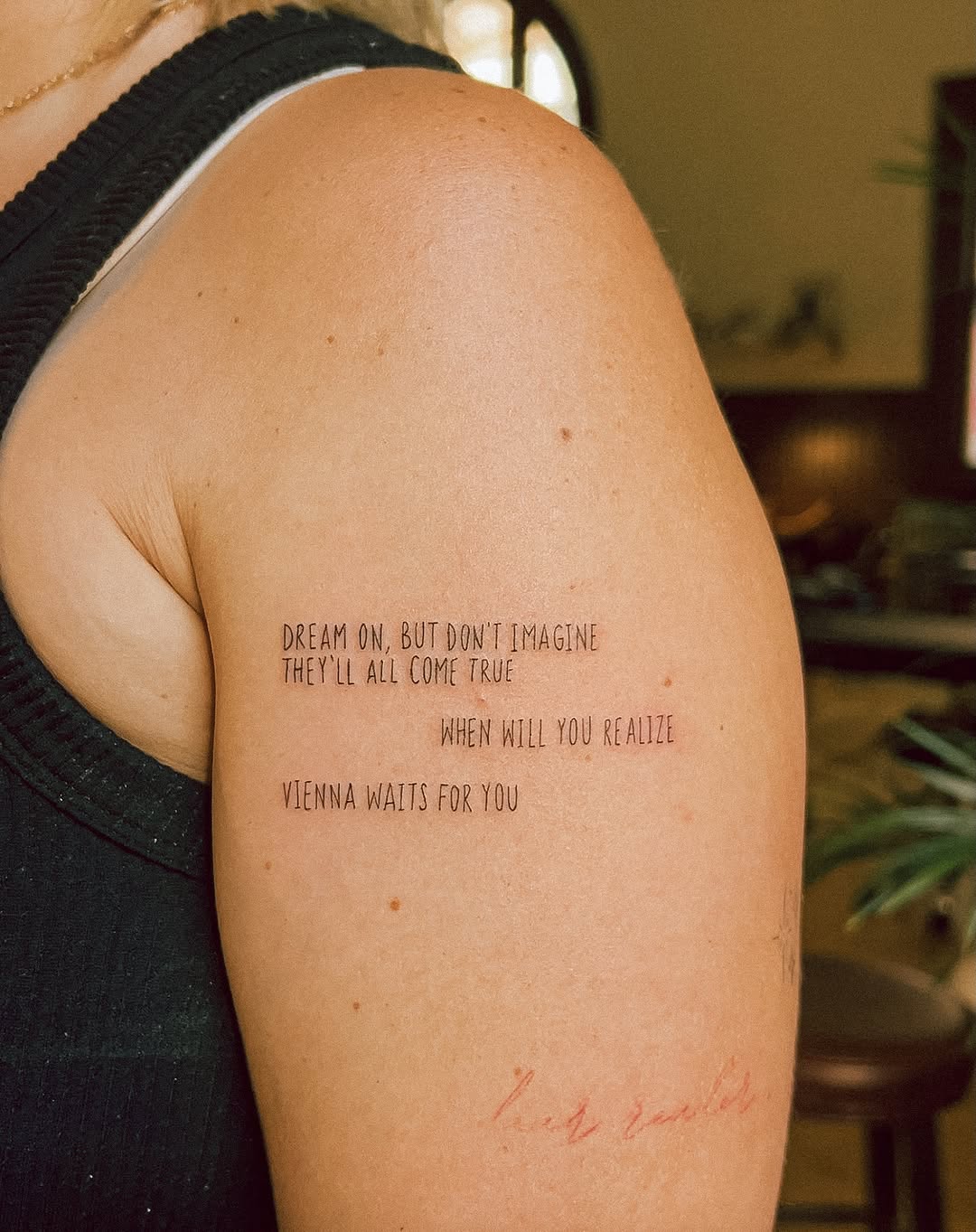 Tattoo by @taurusmoontattoo — lettering_script, fine_line