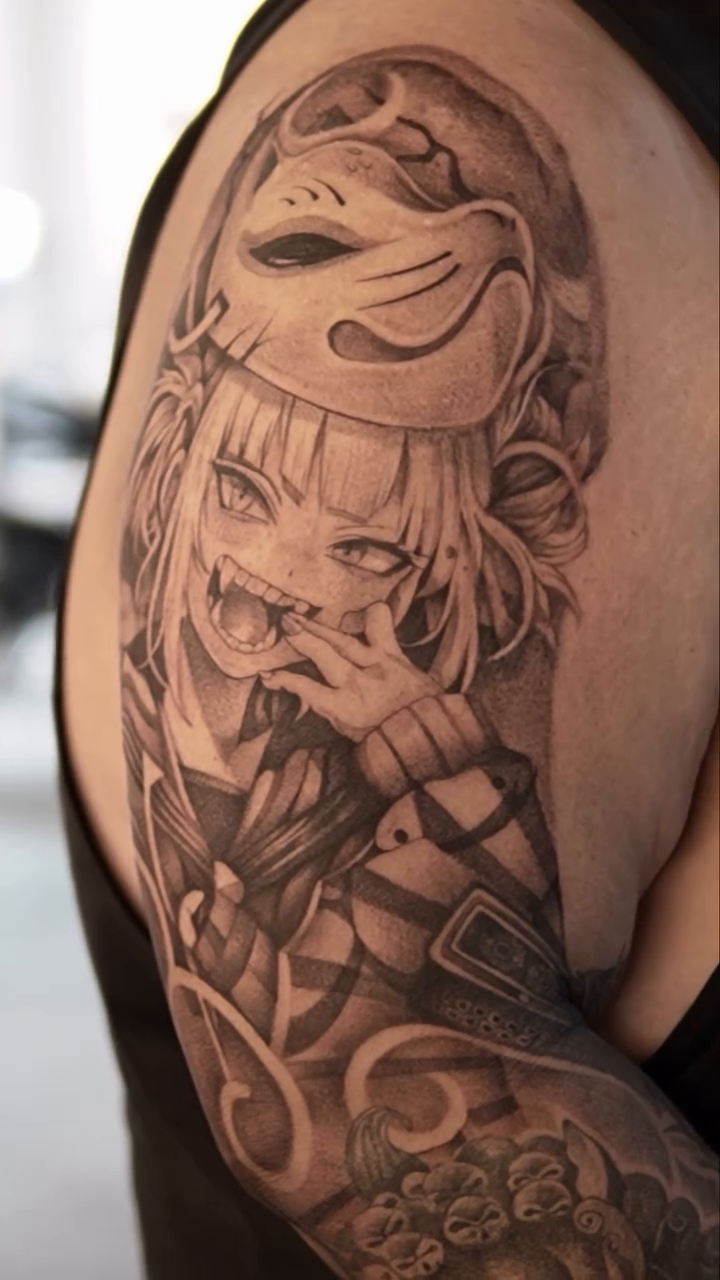 Tattoo by @arhem_tattoo — black_and_grey, anime