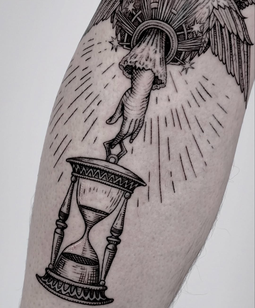 Tattoo by @krueger.ink — black_and_grey, illustrative