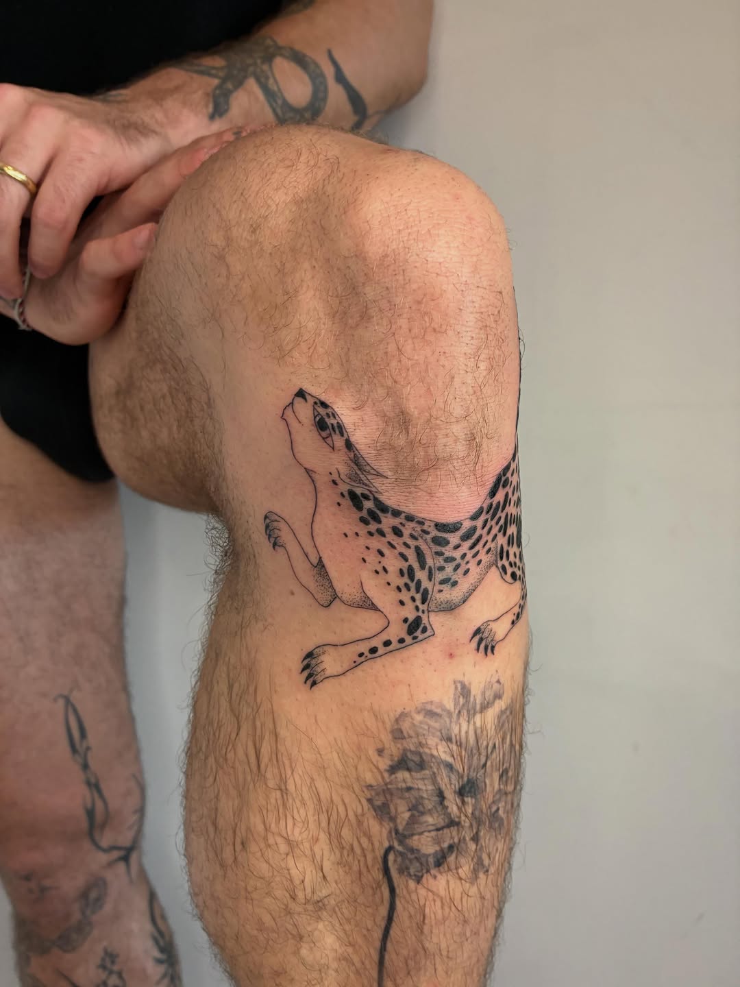 Tattoo by @geisha_ocelotl — fine_line, black_and_grey