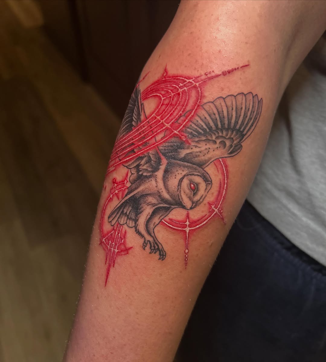 Tattoo by @crawfordtats — black_and_grey, geometric