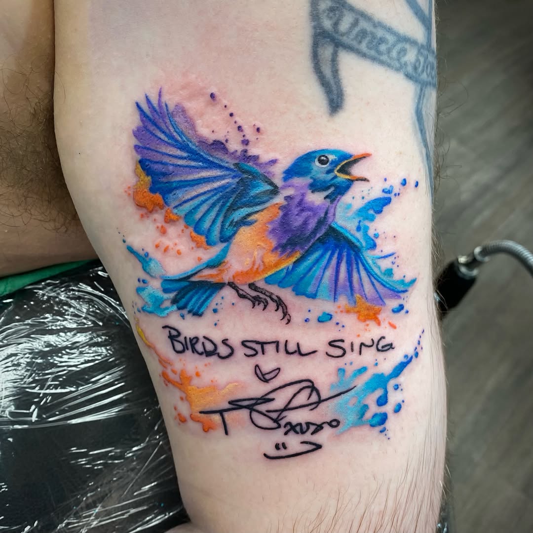 Tattoo by @tatcaviar — watercolor, lettering_script