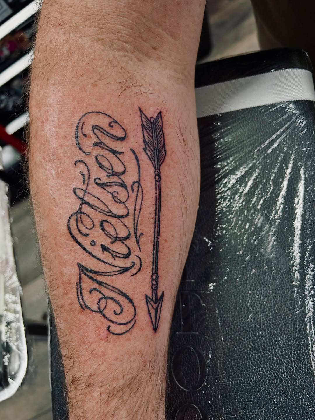 Tattoo by @boylazarustattoo — lettering_script, illustrative