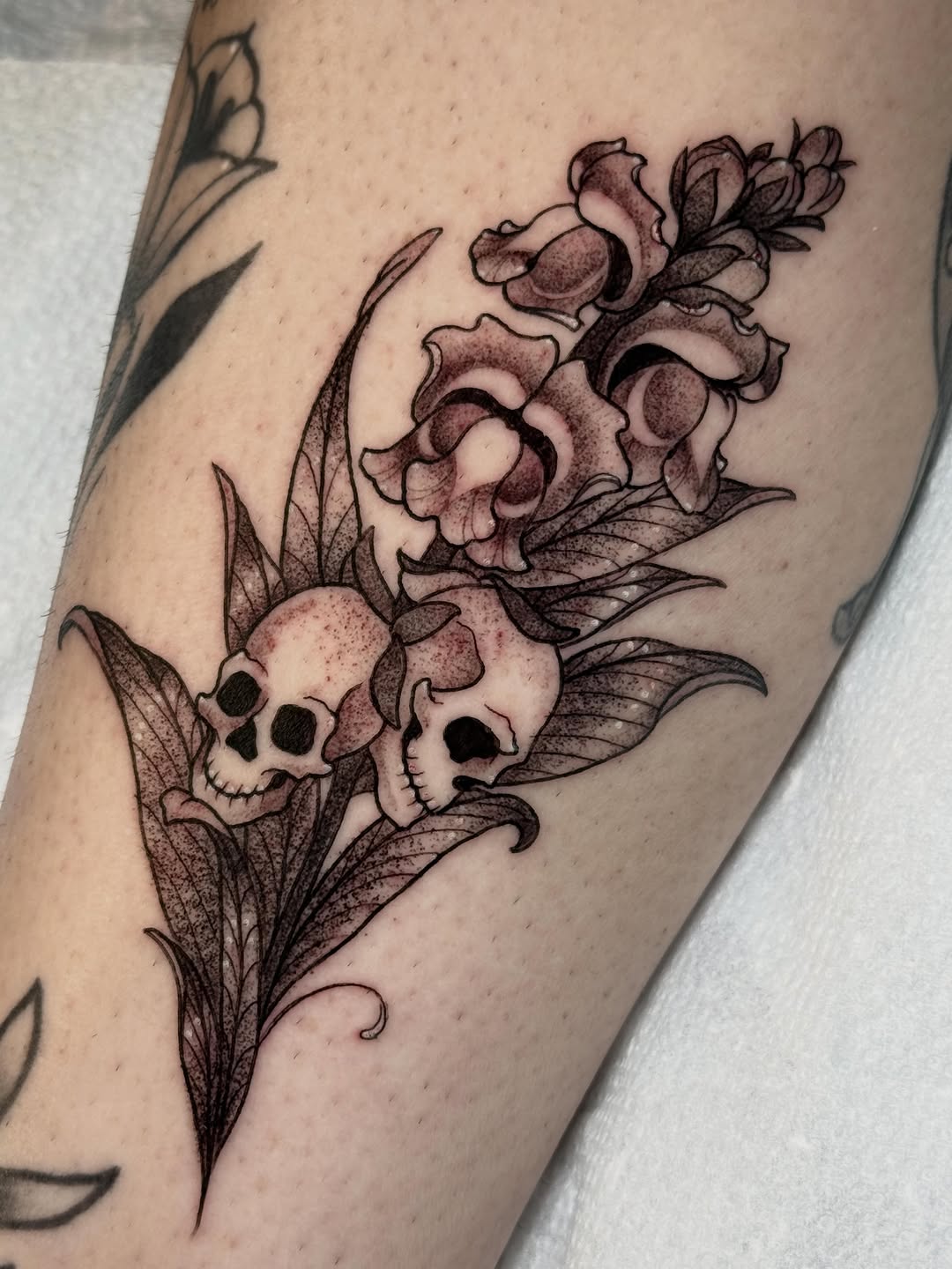 Tattoo by @dovahtattoos — dark_realism, dotwork