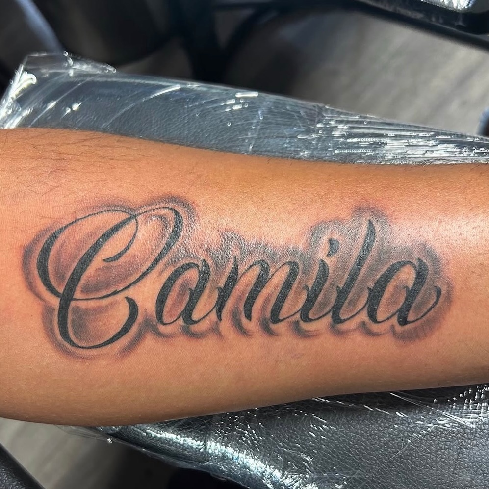 Tattoo by @christtelleink β lettering_script, black_and_grey