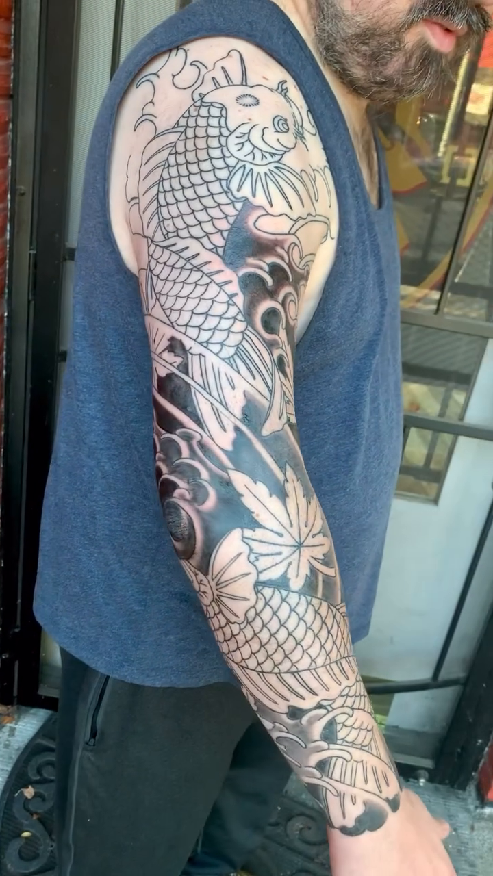 Tattoo by @m6o6i6 โ japanese_irezumi, black_and_grey