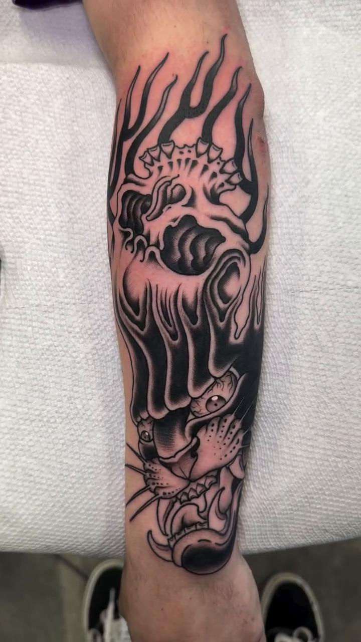 Tattoo by @daveoztattoo — japanese_irezumi, black_and_grey