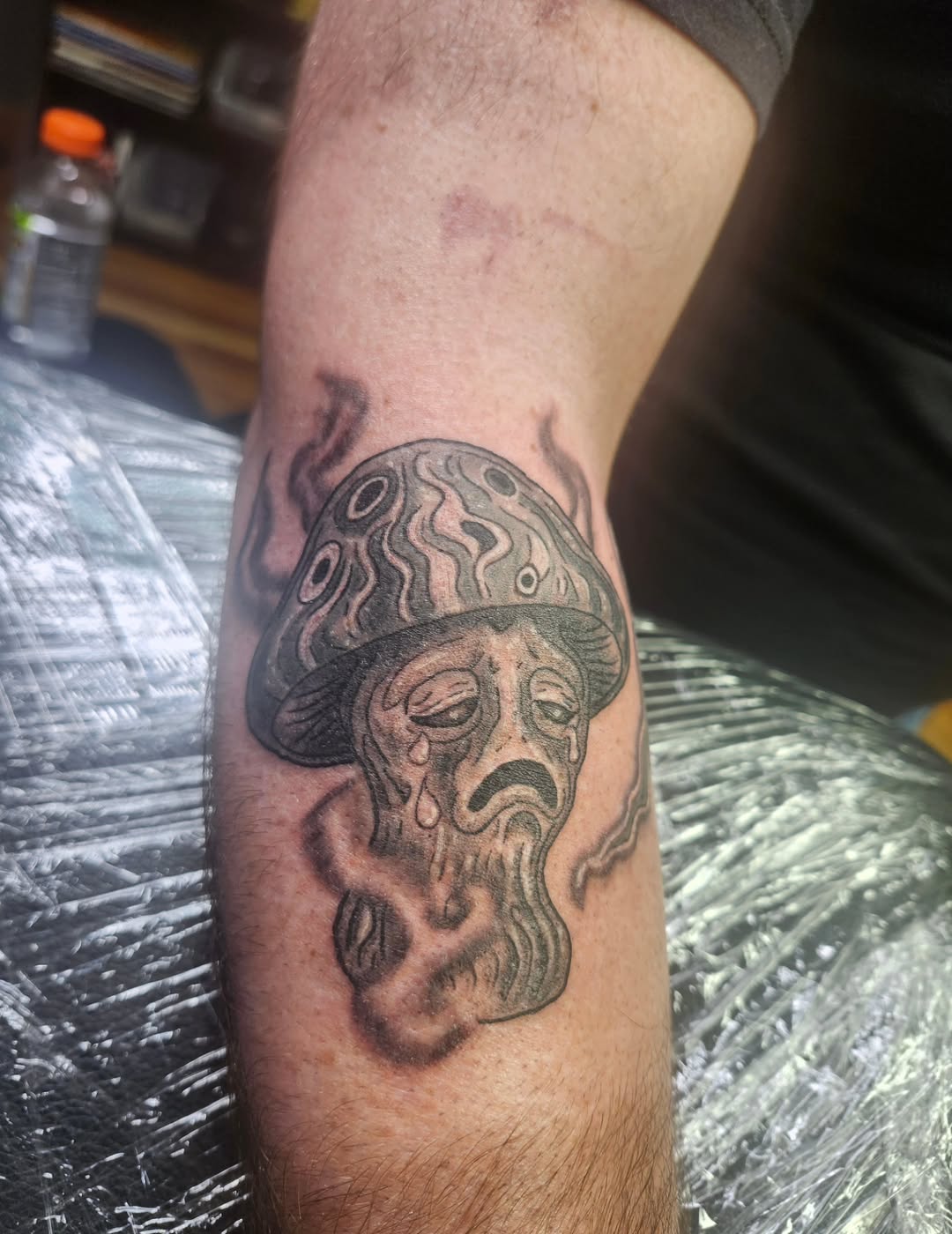 Tattoo by @rockinr33d.tattoos — illustrative, black_and_grey