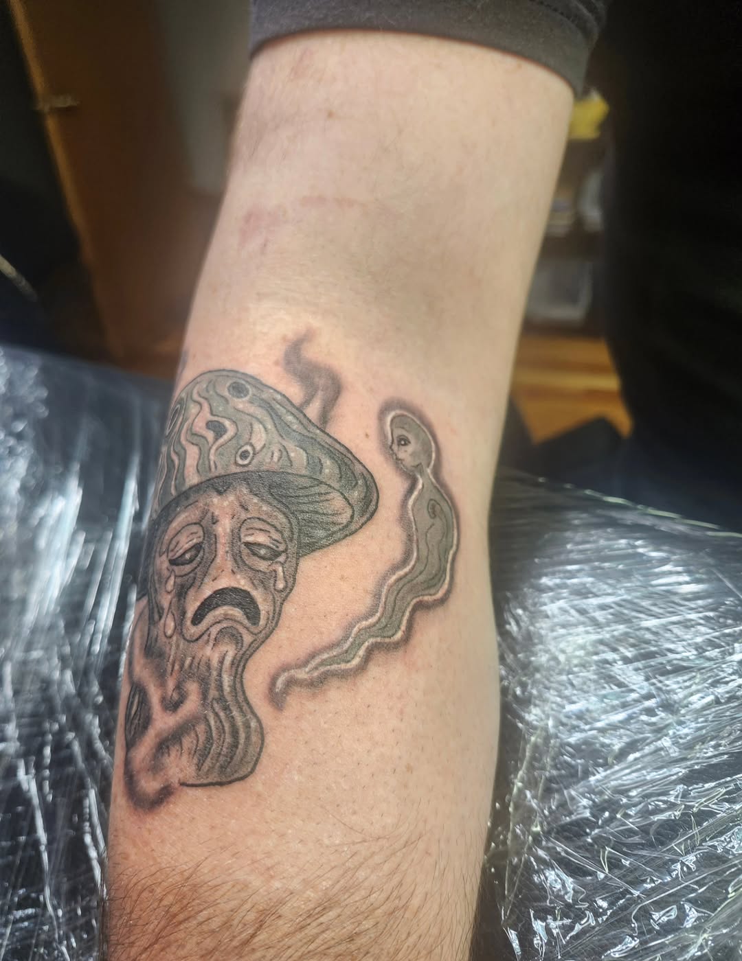 Tattoo by @rockinr33d.tattoos — illustrative, black_and_grey
