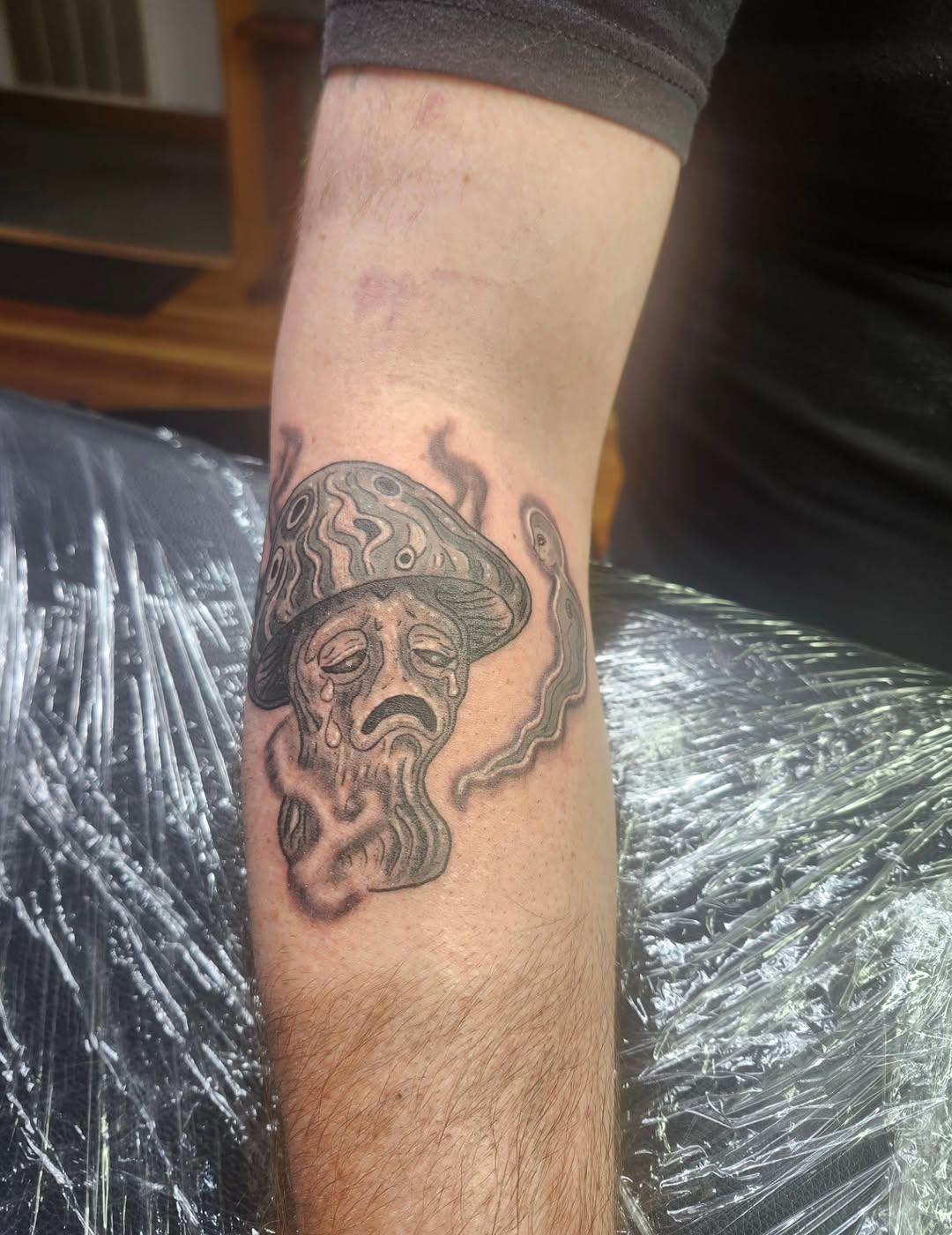 Tattoo by @rockinr33d.tattoos — illustrative, black_and_grey