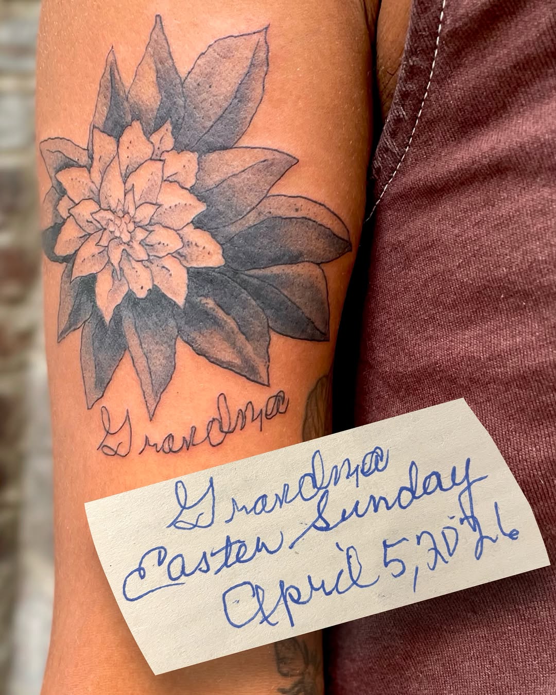 Tattoo by @ponycarttattoo — black_and_grey, lettering_script