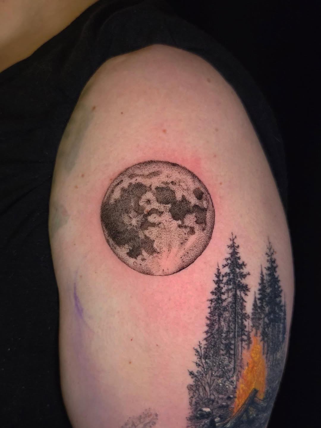 Tattoo by @mayantattoos — dotwork, black_and_grey