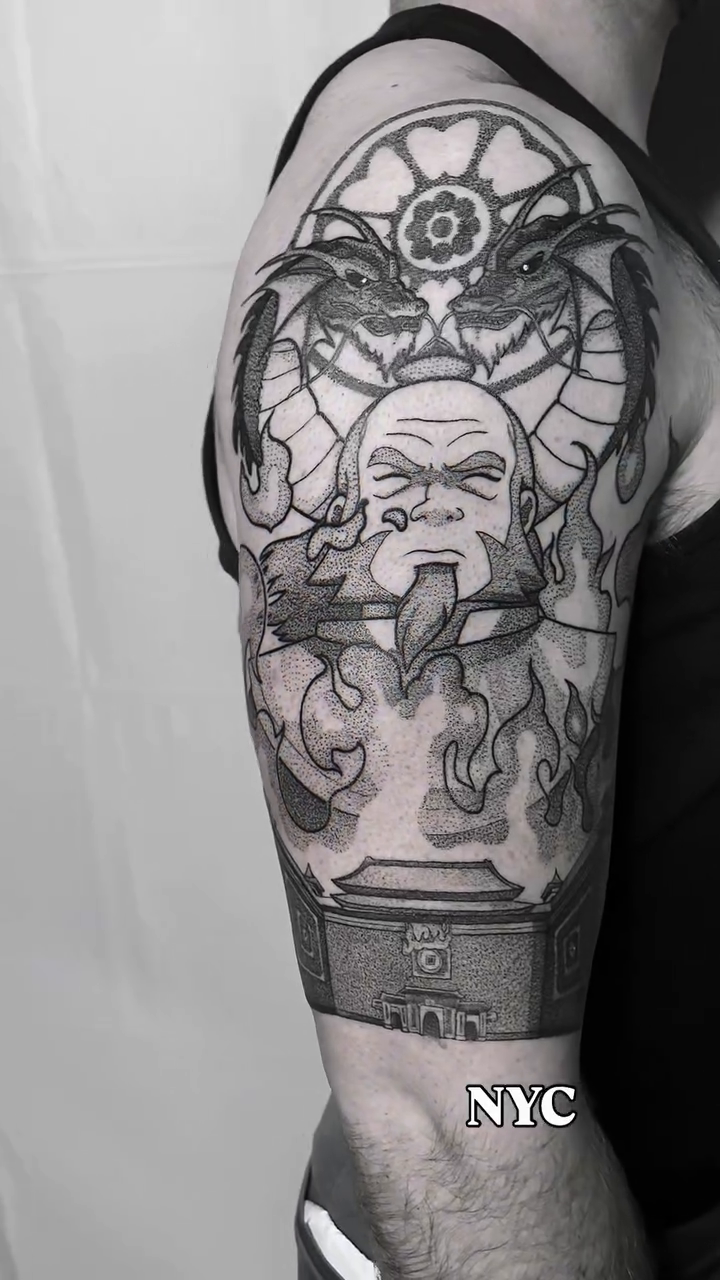 Tattoo by @therowanstarr โ illustrative, black_and_grey