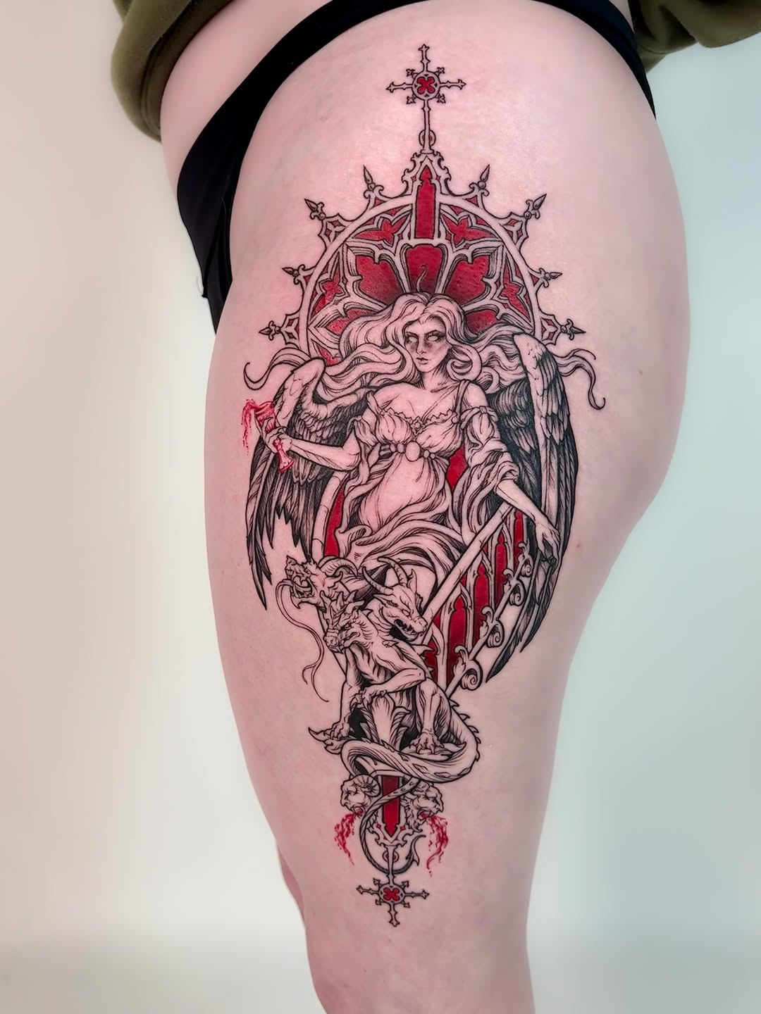 Tattoo by @hollyhawk.ink โ dark_realism, blackwork