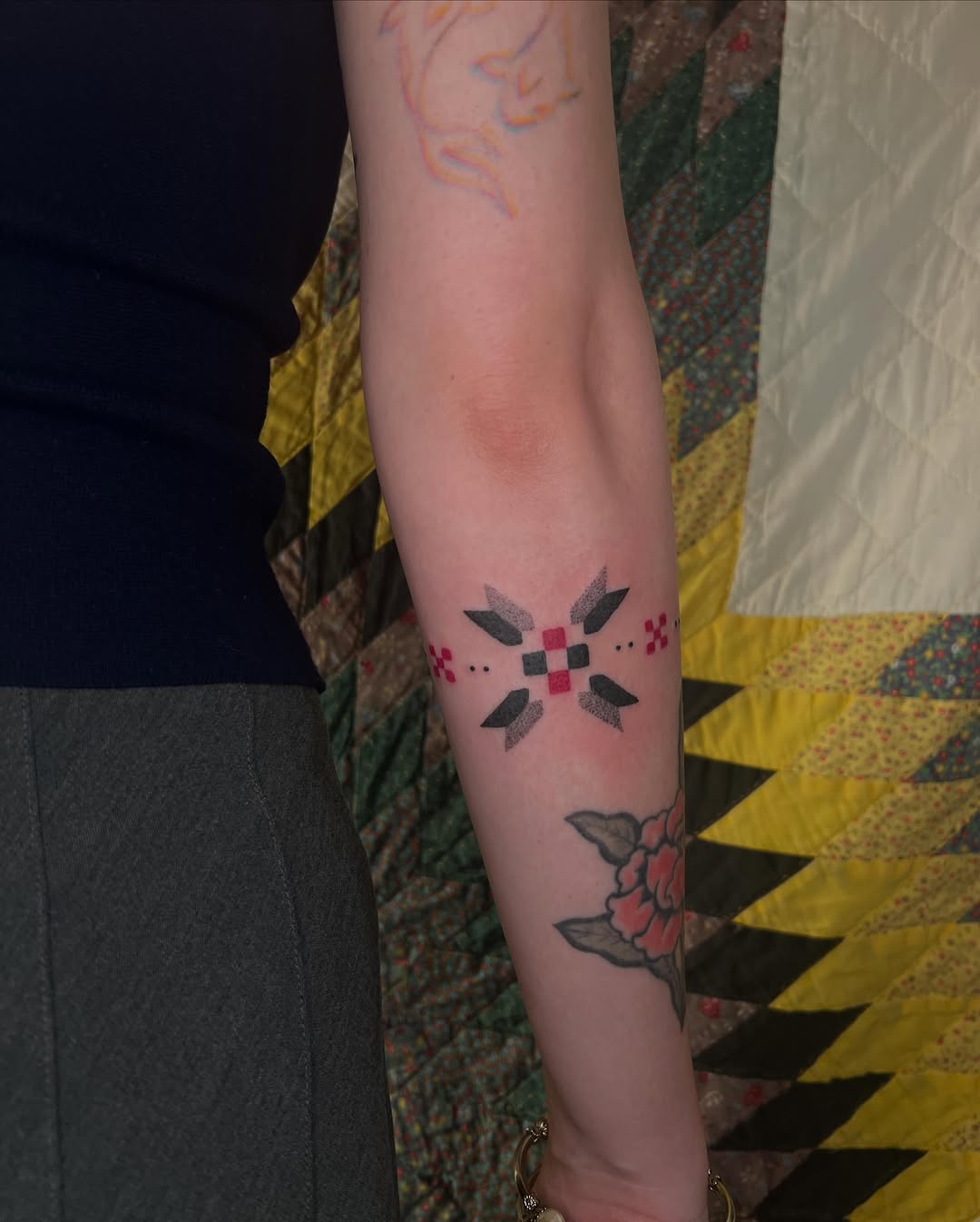 Tattoo by @soreoptimist — geometric, dotwork