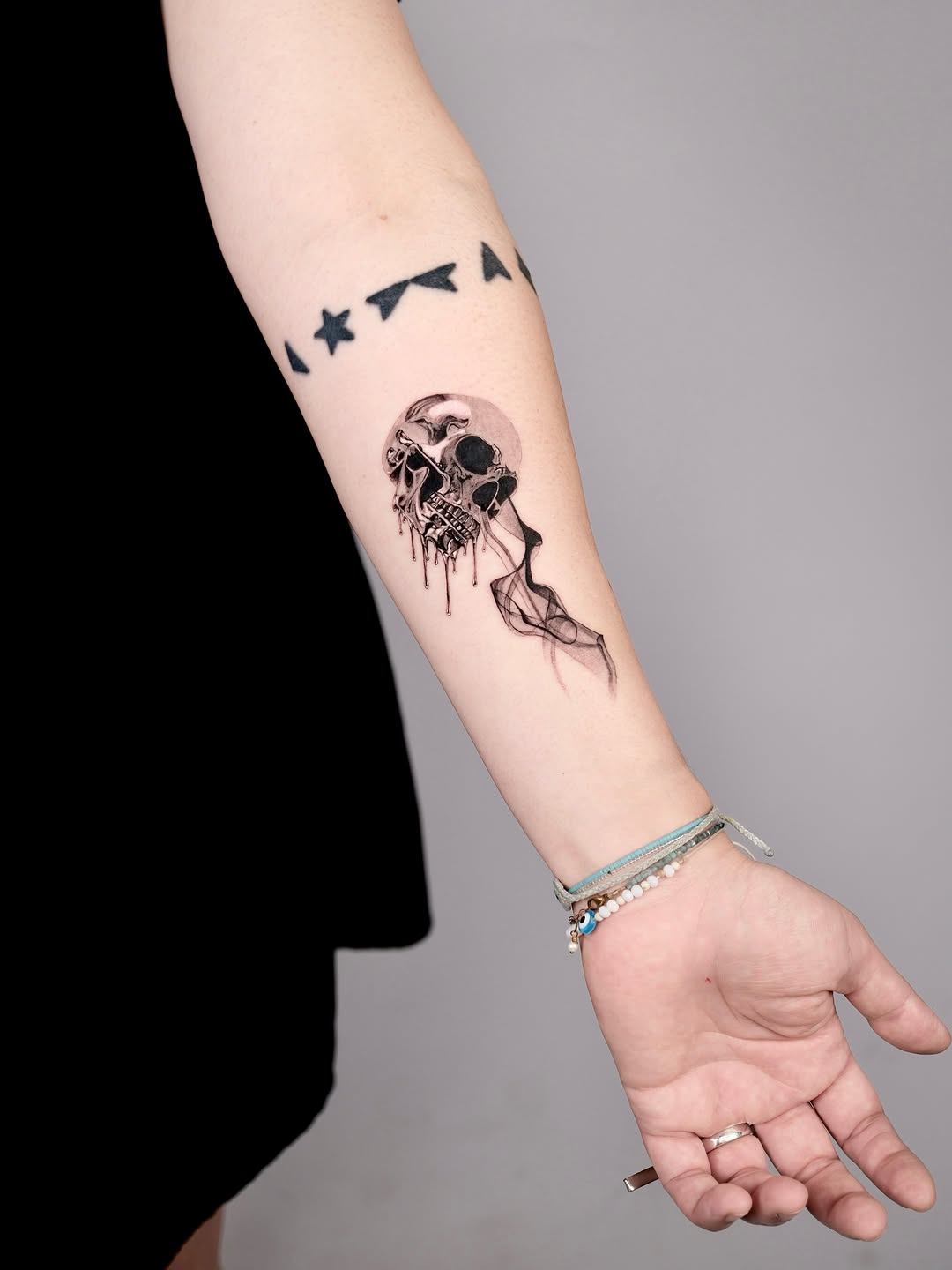 Tattoo by @tattooer.ari โ illustrative, black_and_grey