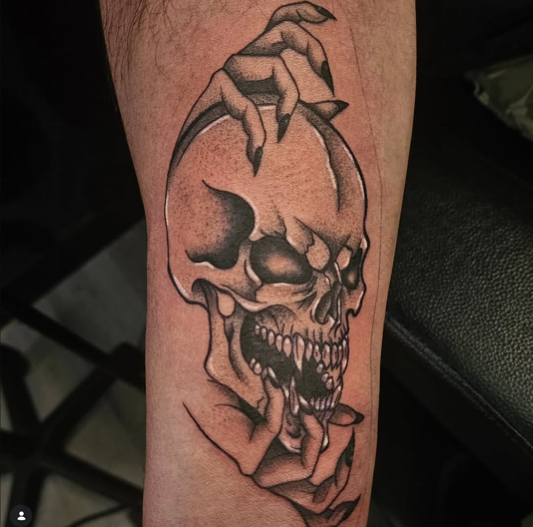 Tattoo by @babyghoul_inked β dark_realism, black_and_grey