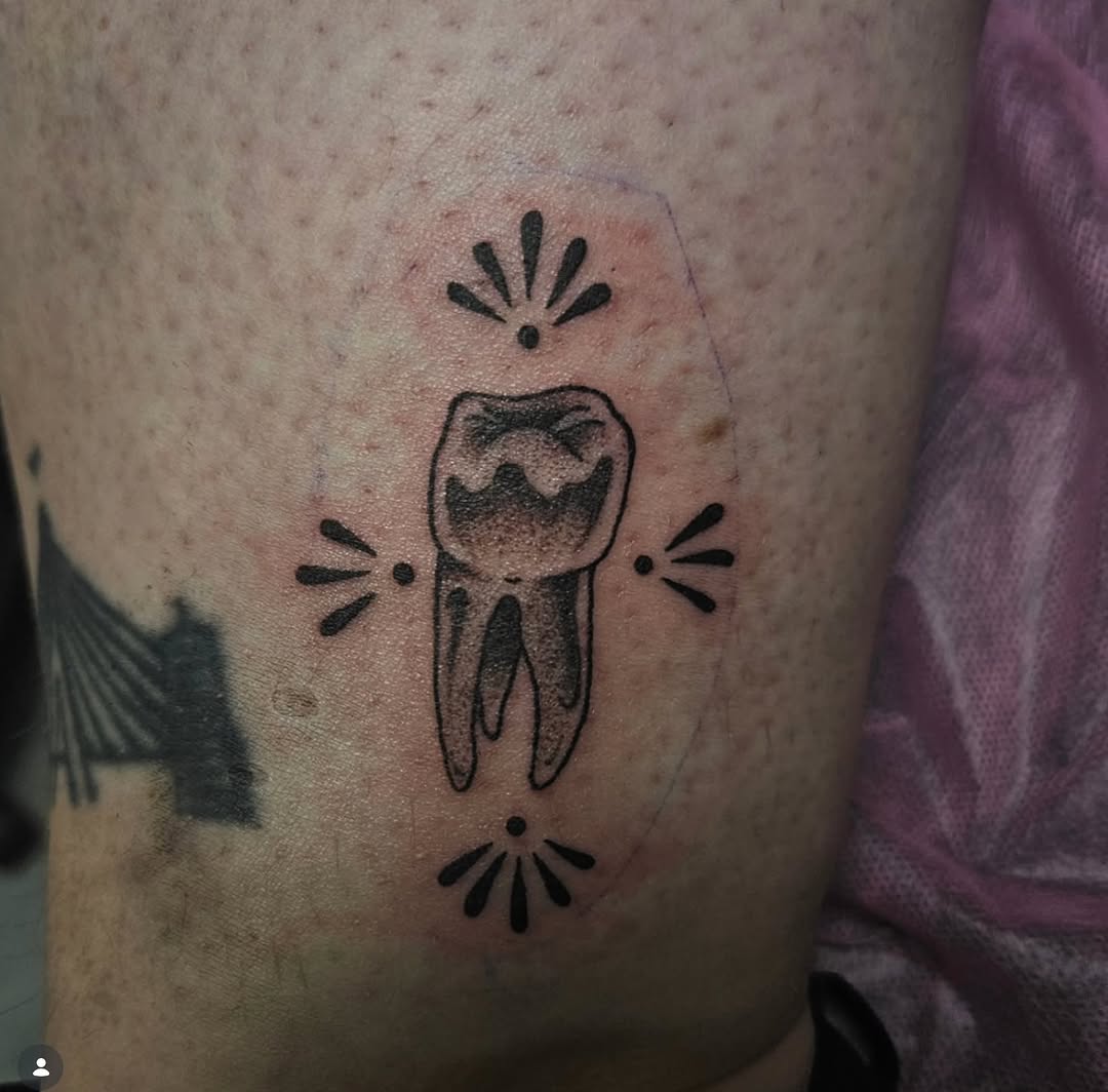 Tattoo by @babyghoul_inked β black_and_grey, dotwork