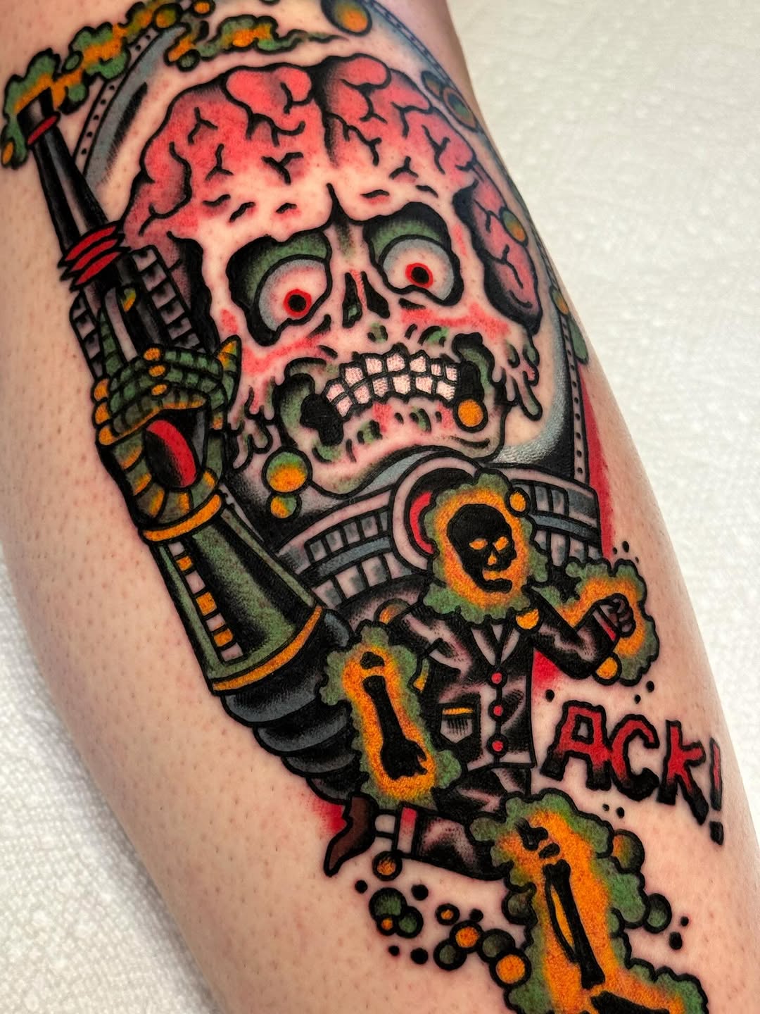 Tattoo by @tat2brain — american_traditional, new_school