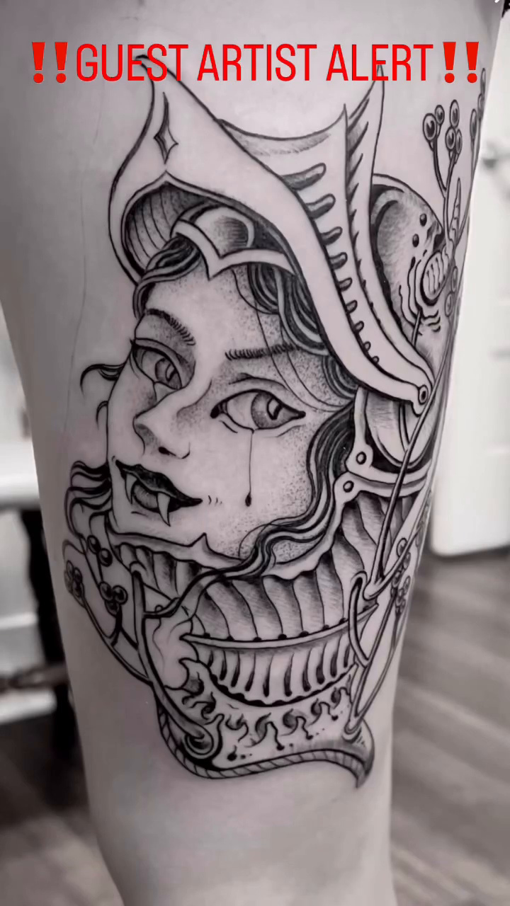 Tattoo by @_snacksy — black_and_grey