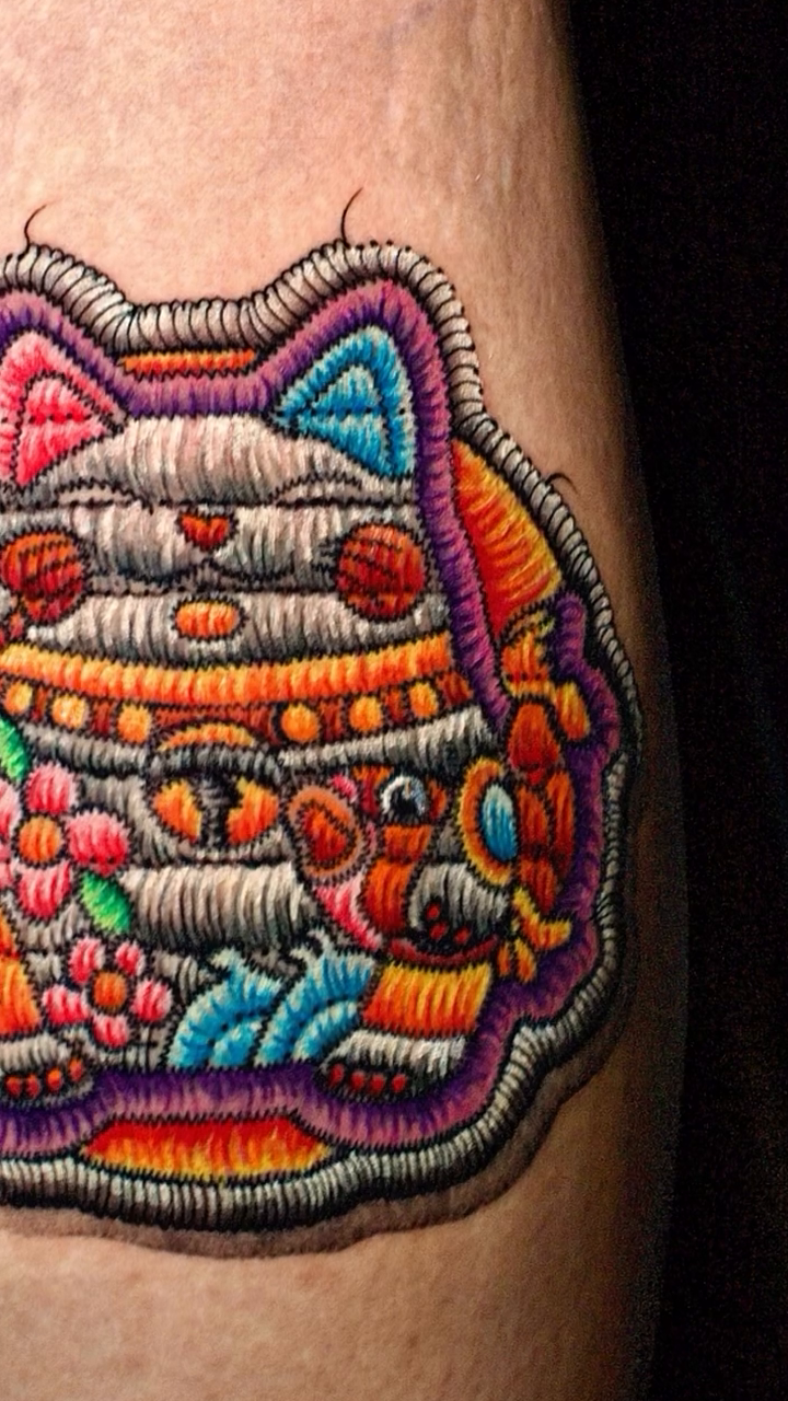 Tattoo by @stitchme.aizen_nyc โ illustrative, embroidered_effect