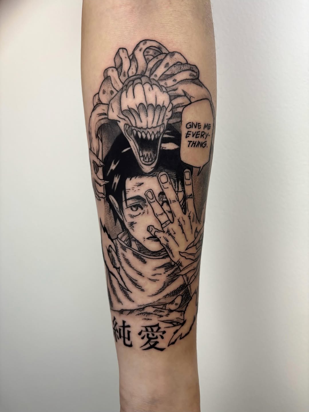 Tattoo by @profound.desires β anime, black_and_grey