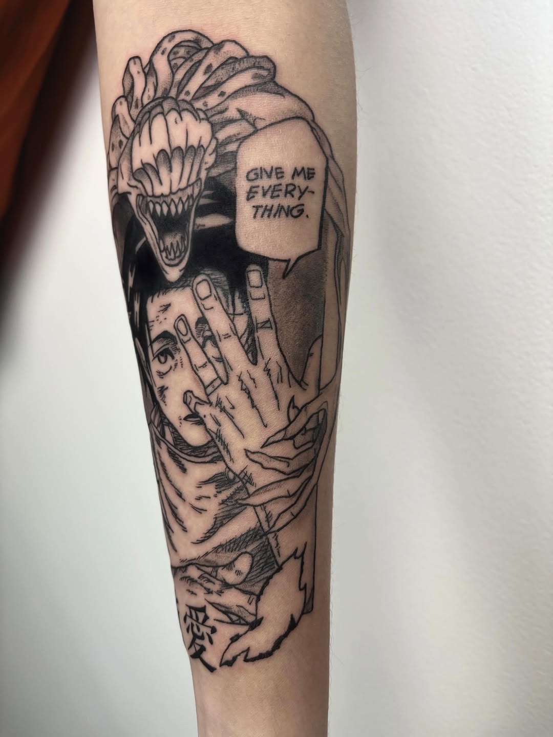 Tattoo by @profound.desires β anime, black_and_grey