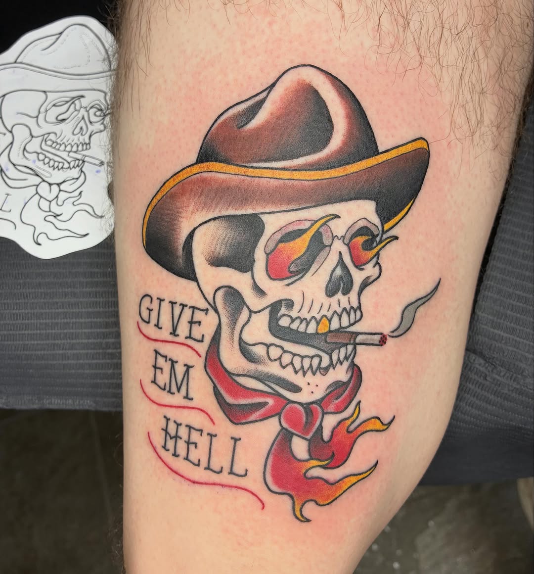 Tattoo by @bogwitchz_ — american_traditional, lettering_script