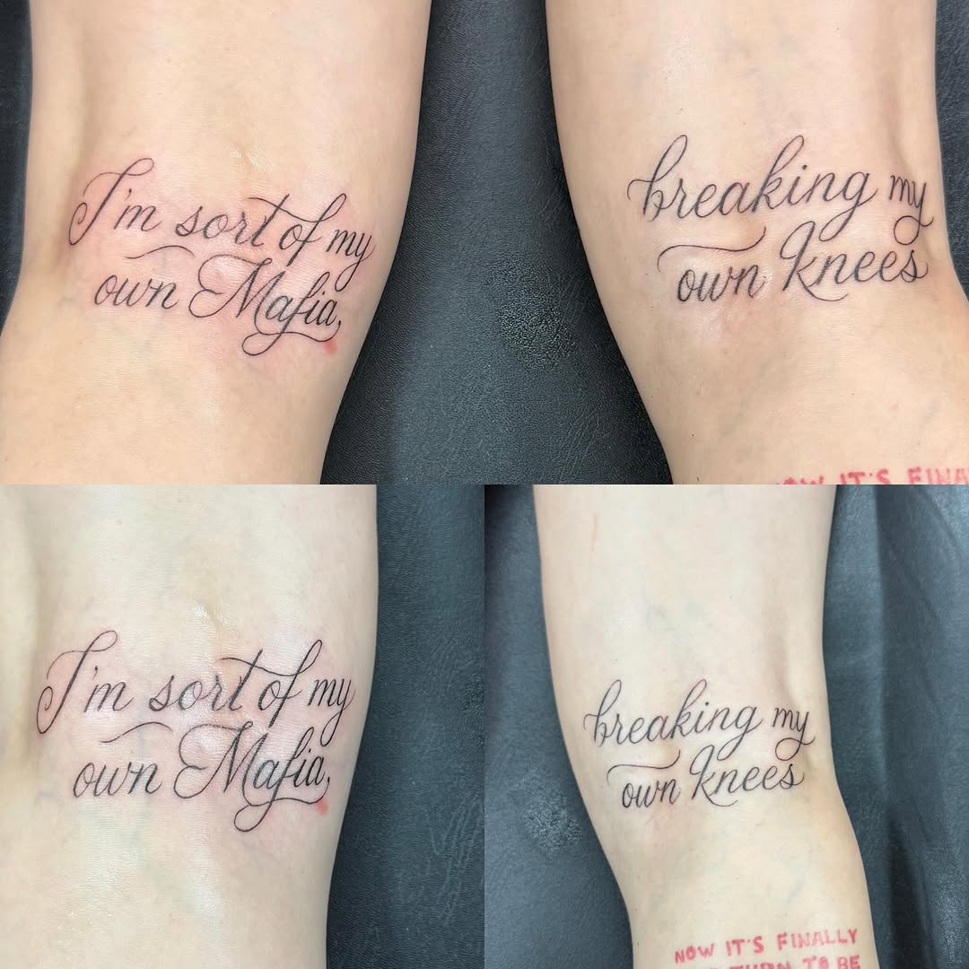 Tattoo by @twinkie.tattoos — lettering_script, fine_line