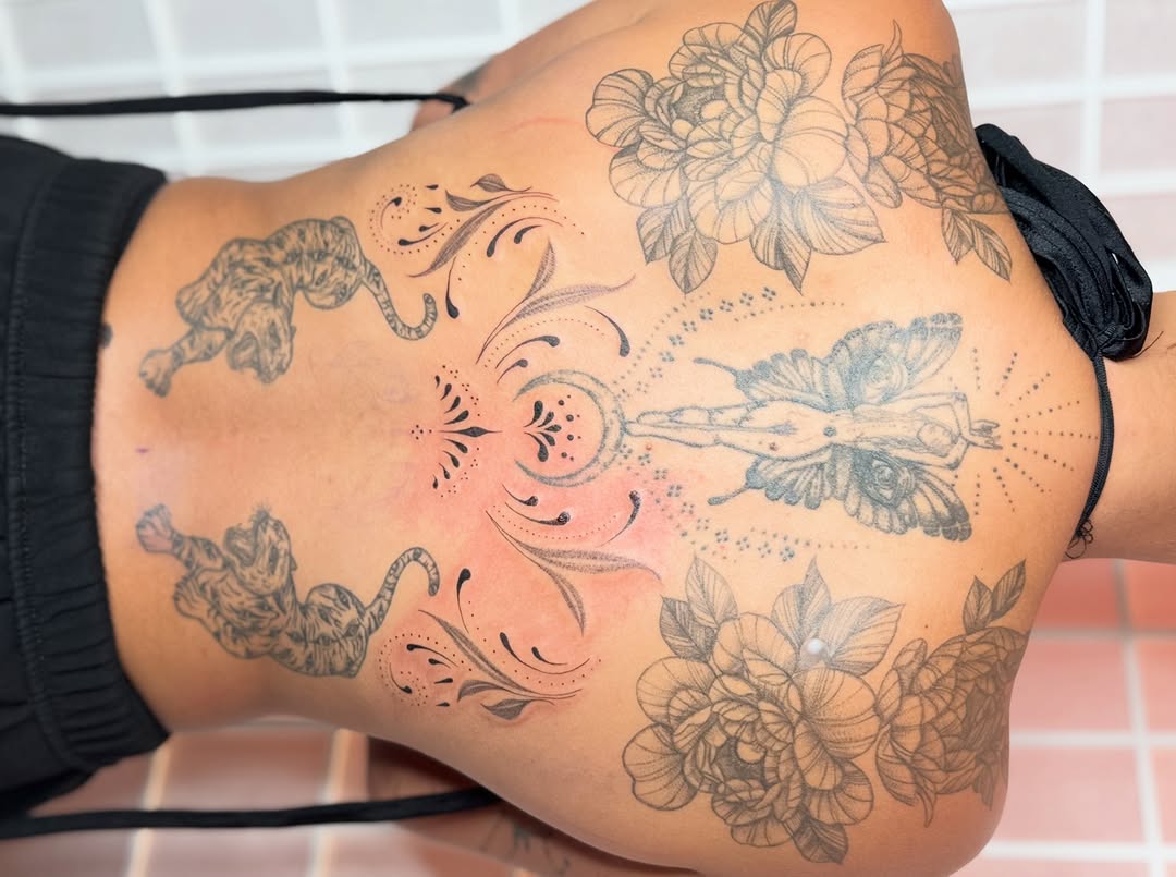 Tattoo by @dottedbydama — black_and_grey